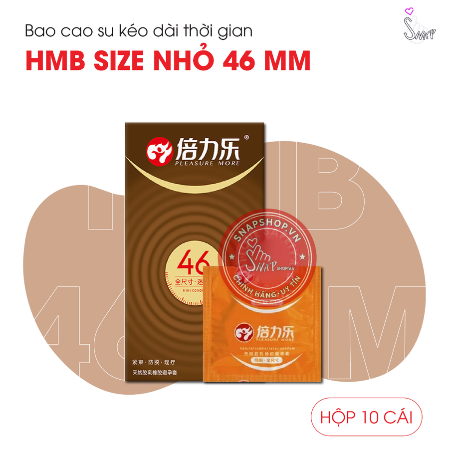 (Snapshop) Bao Cao Su Size Nhỏ 46mm HBM Chính Hãng - Hộp 10 Cái Chính Hãng