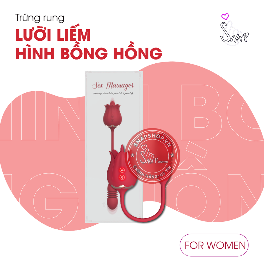 (Snapshop) Trứng Rung Lưỡi Liếm Hình Bông Hồng Rung Thục 10 Chế Độ Chính Hãng