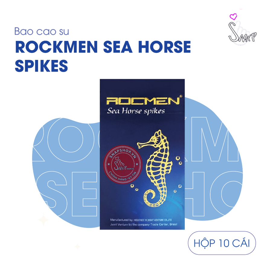 (Snapshop) Bao Cao Su Điểm Nổi, Hương Bạc Hà Rocmen Sea Horse Spikes - Hộp 10 Cái Chính Hãng
