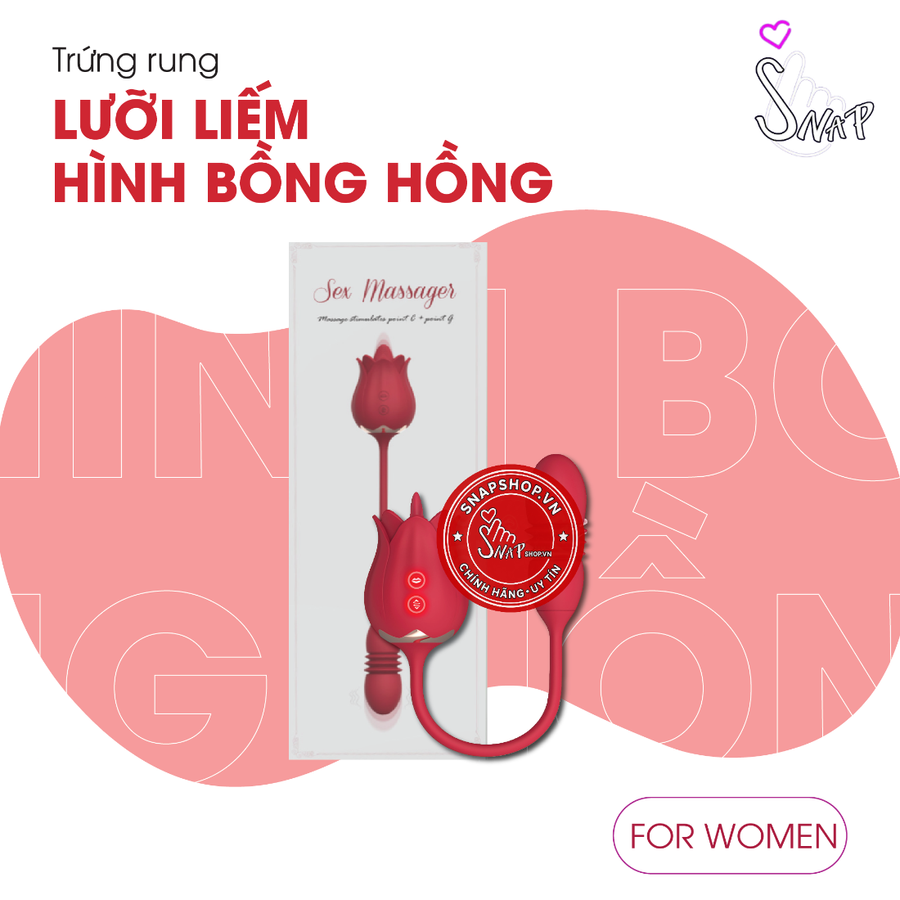 (Snapshop) Trứng Rung Lưỡi Liếm Hình Bông Hồng Rung Thục 10 Chế Độ Chính Hãng