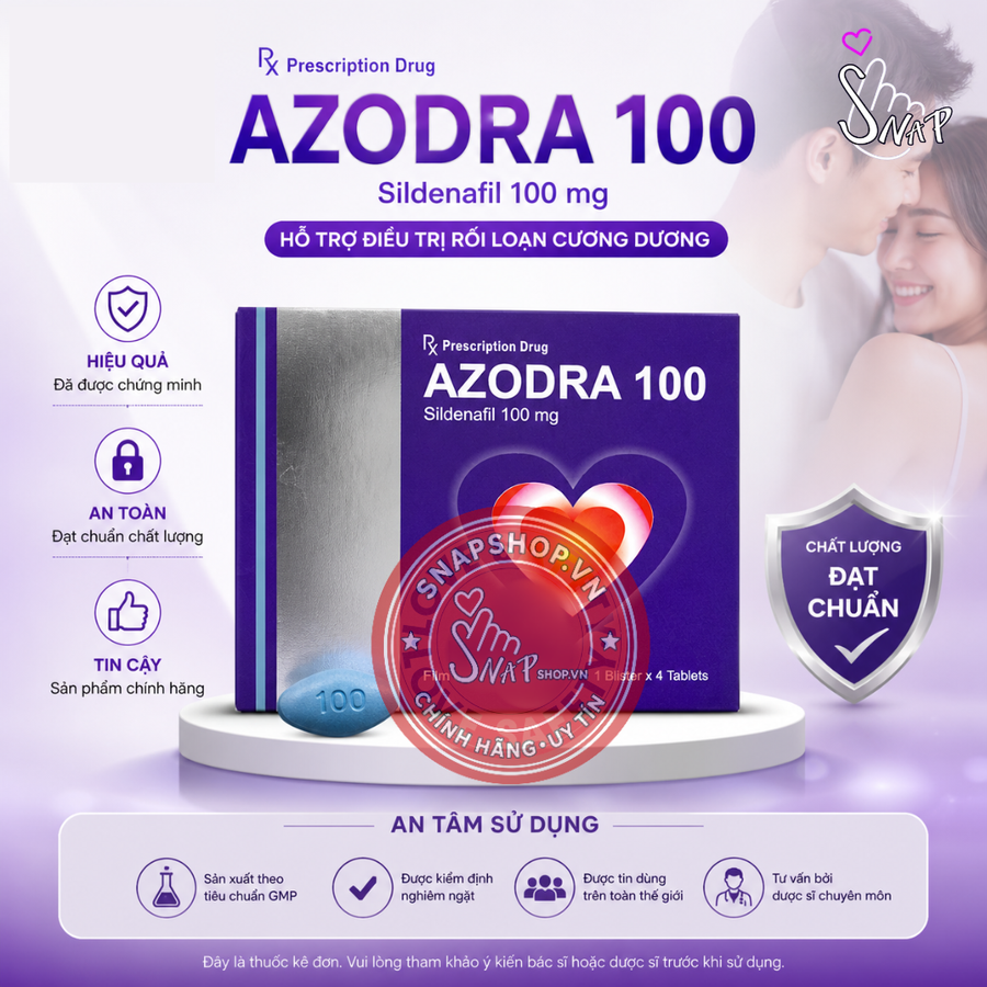 (Snapshop) Viên Uống , Tăng Cường Sinh Lý Azodra 100mg - Hộp 4 Viên Chính Hãng
