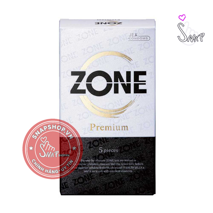 (Snapshop) Bao cao su JEX Zone Premium - Siêu mỏng như không đeo, vừa vặn, nhiều gel bôi trơn - Hộp 5 cái Chính Hãng