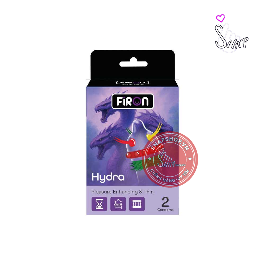 (Snapshop) Bao cao su Firon Hydra - Hộp 1 bao nhiều vòng gai, bi siêu lớn + 1 bao Firon Rush (Hộp 2 cái) Chính Hãng