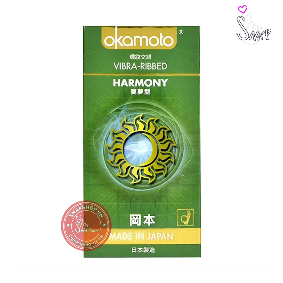(Snapshop) Bao cao su Okamoto Harmony - Gân sọc, siêu mỏng - Hộp 10 cái Chính Hãng