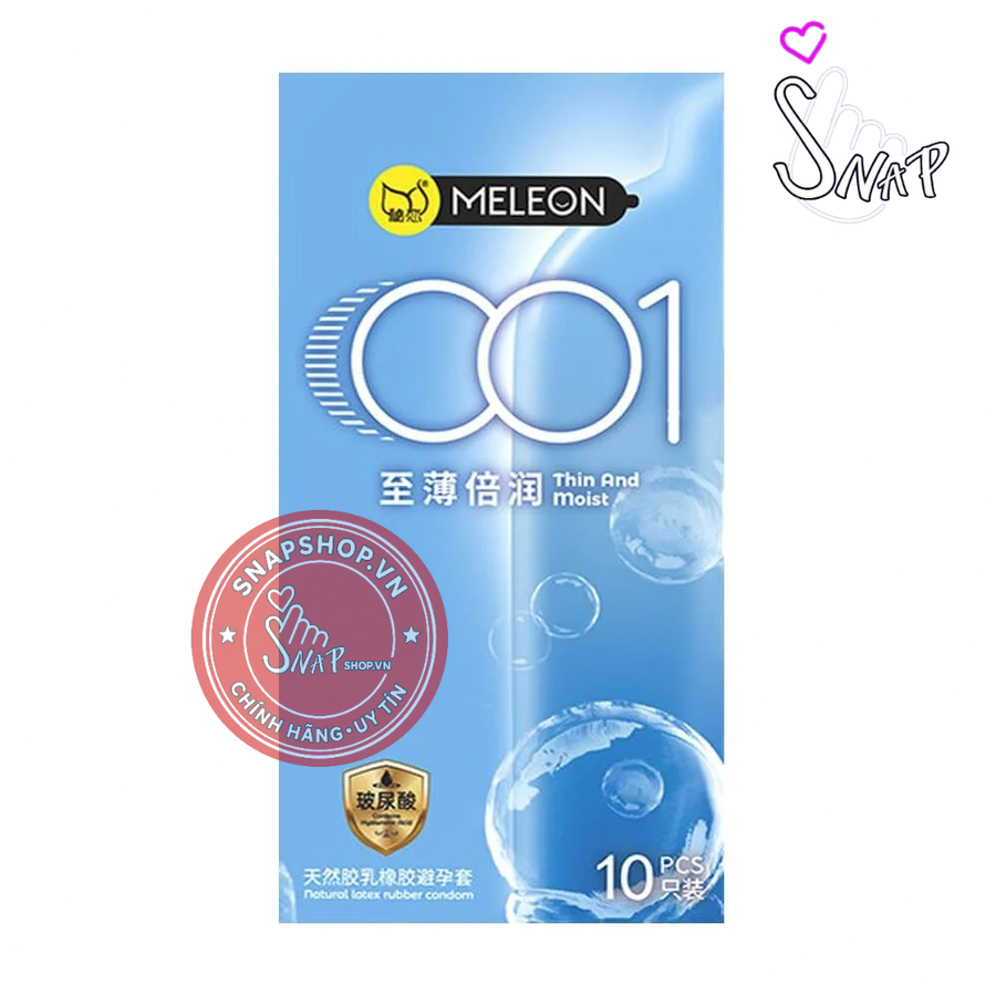 (Snapshop) Bao cao su Meleon 001 Thin And Moist - Mỏng và ẩm - Hộp 10 cái Chính Hãng