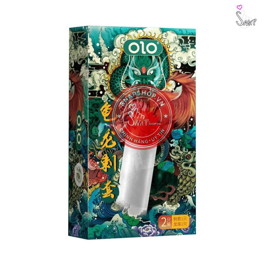 (Snapshop) Bao cao su OLO Rồng xanh - Gai chùm đầu - Hộp 1 cái + 1 bi silicon Chính Hãng
