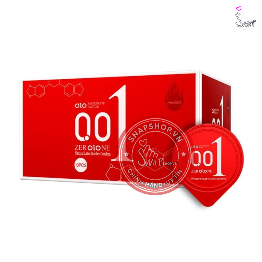 (Snapshop) Bao cao su OLO 0.01 Đỏ - Siêu mỏng, nóng ấm - Hộp 10 cái Chính Hãng