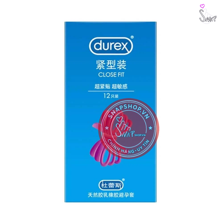 (Snapshop) Bao cao su Durex Close Fit - Ôm khít, 49mm - Hộp 12 cái Chính Hãng