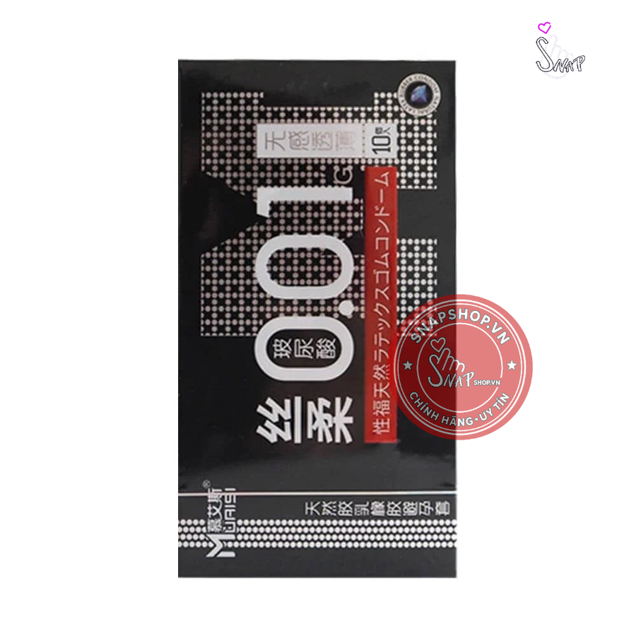 (Snapshop) Bao cao su Muaisi 0.01 Đen - Siêu mỏng 0.01mm - Hộp 10 cái Chính Hãng
