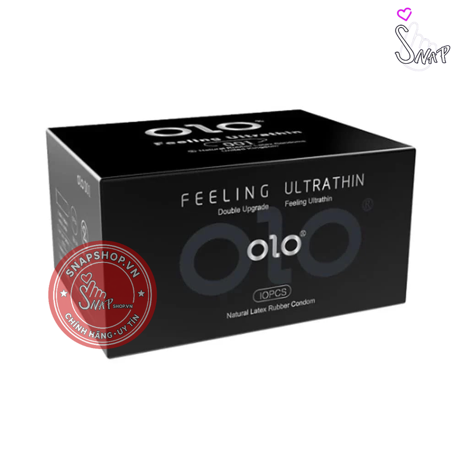 (Snapshop) Bao cao su OLO 0.01 Đen - Siêu mỏng, hương vani - Hộp 10 cái Chính Hãng