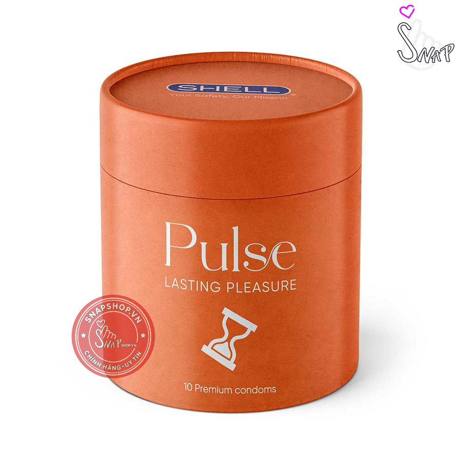 (Snapshop) Bao cao su Shell Pulse Lasting Pleasure - Hương nước hoa cao cấp, kéo dài, gân nổi - Hộp 10 cái Chính Hãng