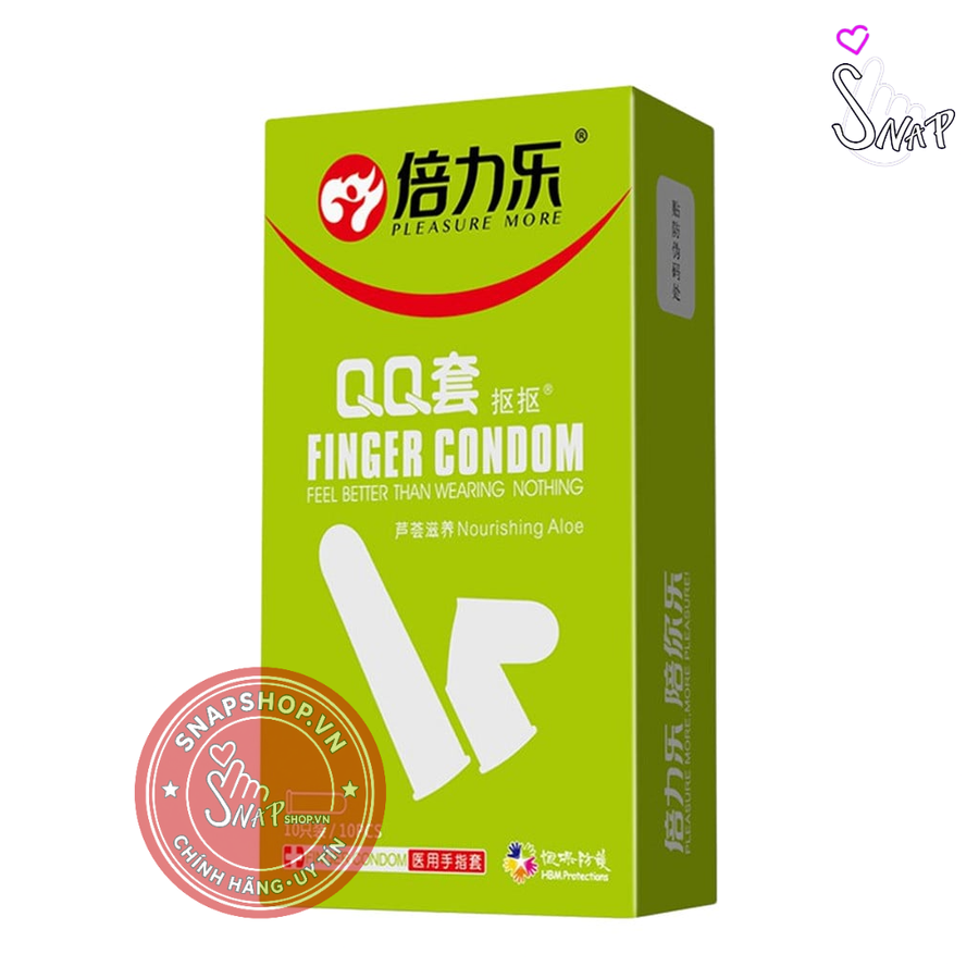 (Snapshop) Bao cao su ngón tay nha đam - Beilile QQ Aloe - Hộp 10 cái Chính Hãng