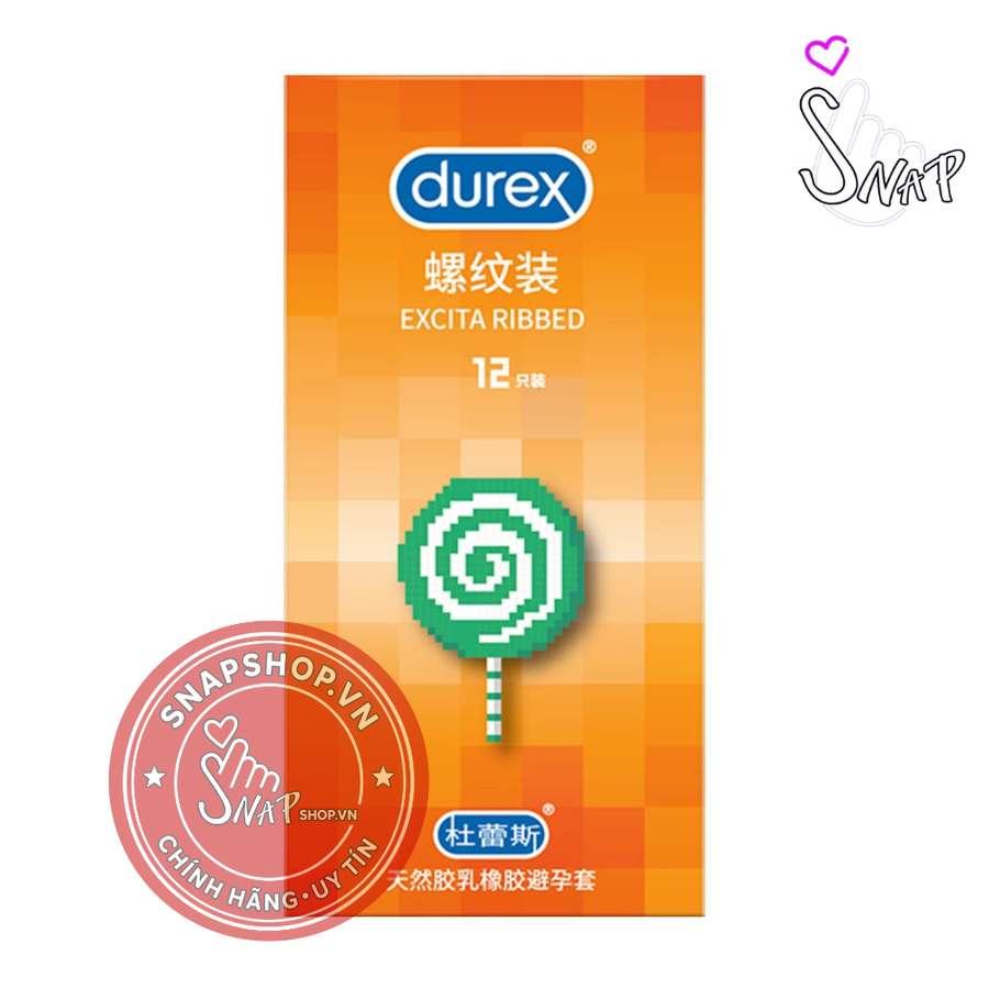 (Snapshop) Bao cao su Durex Excita Ribbed - Gân nổi - Hộp 12 cái Chính Hãng