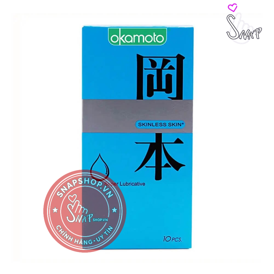 (Snapshop) Bao cao su Okamoto Skinless Skin Super Lubricative - Siêu bôi trơn - Hộp 10 cái Chính Hãng