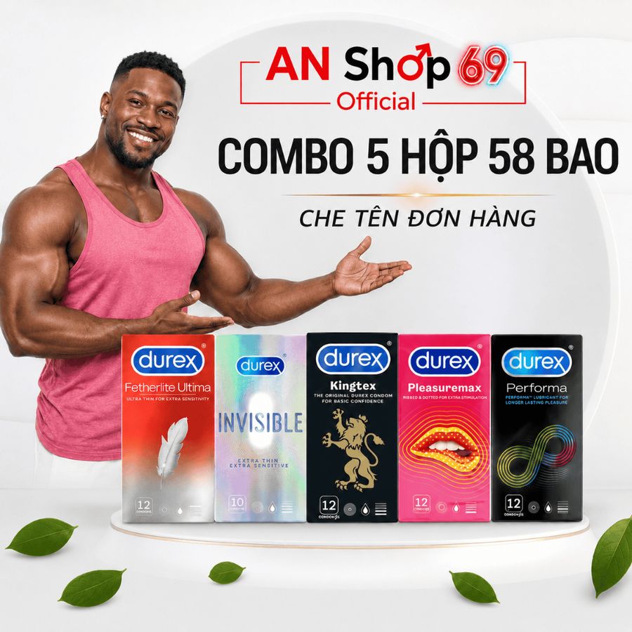 Bao cao su Durex Siêu Sale COMBO 5 Hộp đủ mẫu mã (mỏng, gai, size nhỏ, lâu ra, ôm sat, mỏng siêu trơn)