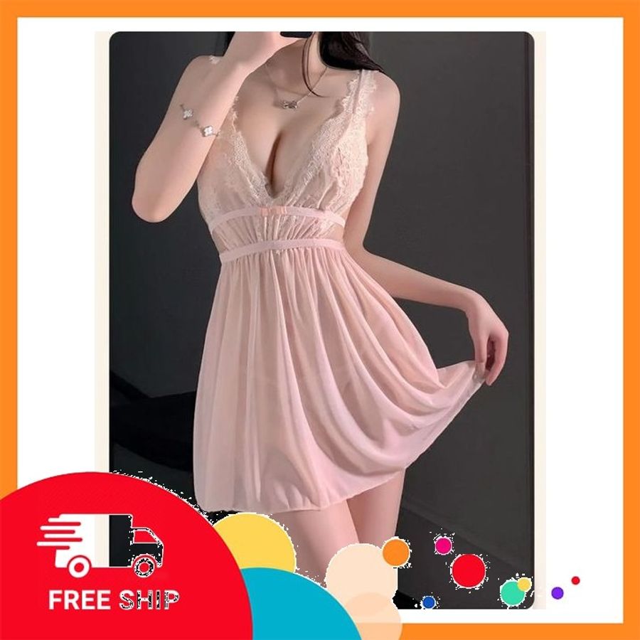 (Che Tên Khi Giao) Váy Ngủ Sexy Ren Xuyên Thấu Dáng Xoè Đáng Yêu Gợi Xẻ Sau Hở Lưng Kèm Chip Xinh Quyến Rũ - N281 Nude Bảo Mật Tuyệt Đối Chính Hãng Cao Cấp
