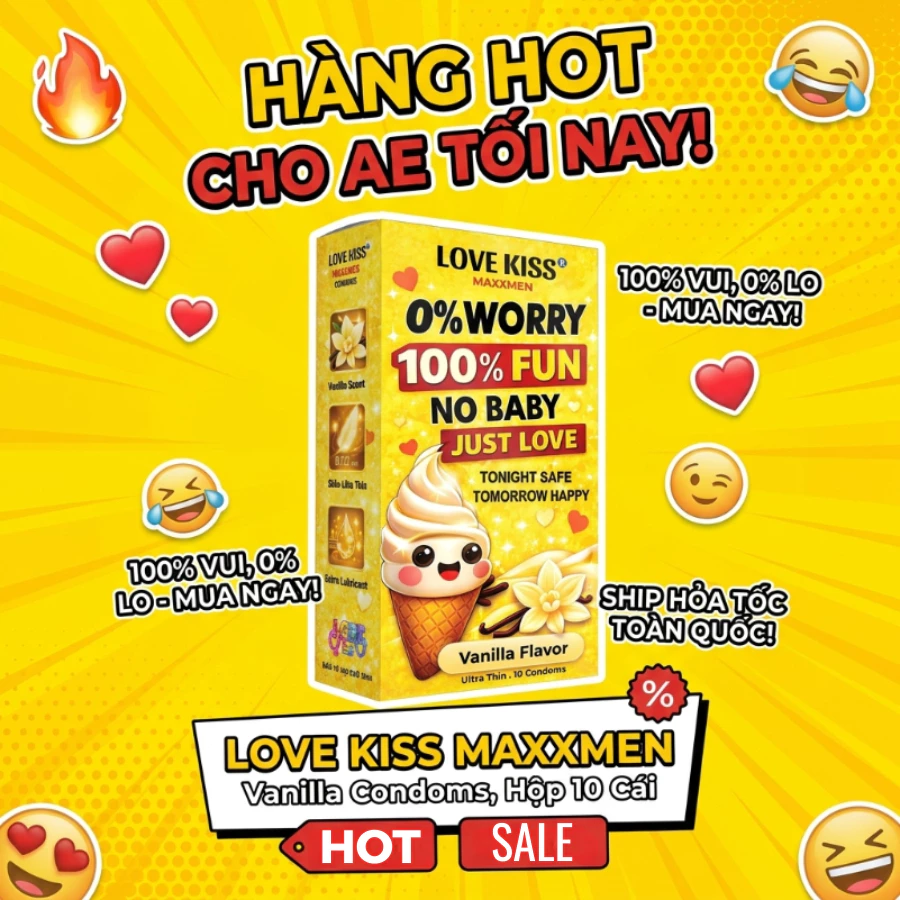 Bao cao su Love kiss Maxxmen Vanilla hộp 10 cái, siêu mỏng 002 truyền nhiệt, thơm ngọt, trơn mượt
