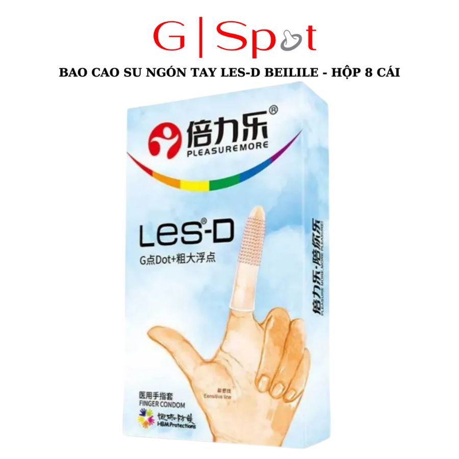 Bao Cao Su Ngón Tay Les-d Beilile, Nóng Ấm Có Gai - Hộp 8 Cái 789259