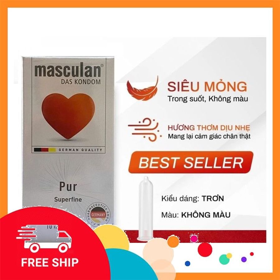 (Che Tên Khi Giao) Bao Cao Su Masculan Pur Chính Hãng – Siêu Mỏng, Có Mùi Thơm Hỗ Trợ 24/7