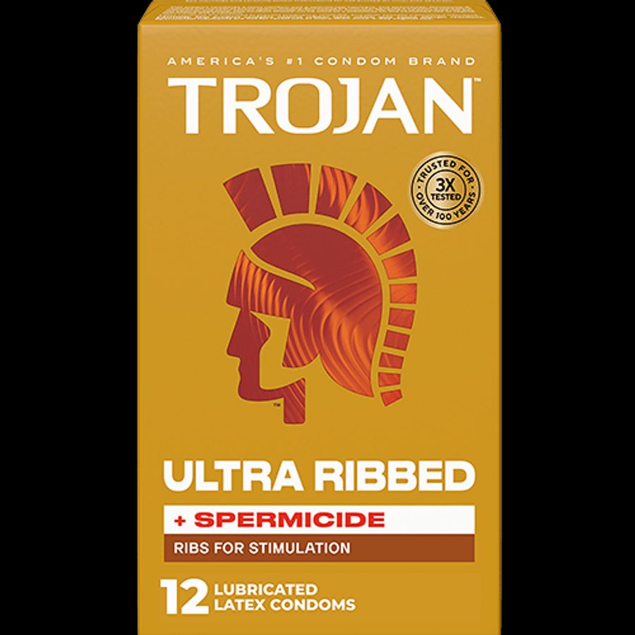 (Hàng Auth) Bao cao su có siêu gai gân Trojan Ultra Ribbed Hộp 12 Chính Hãng