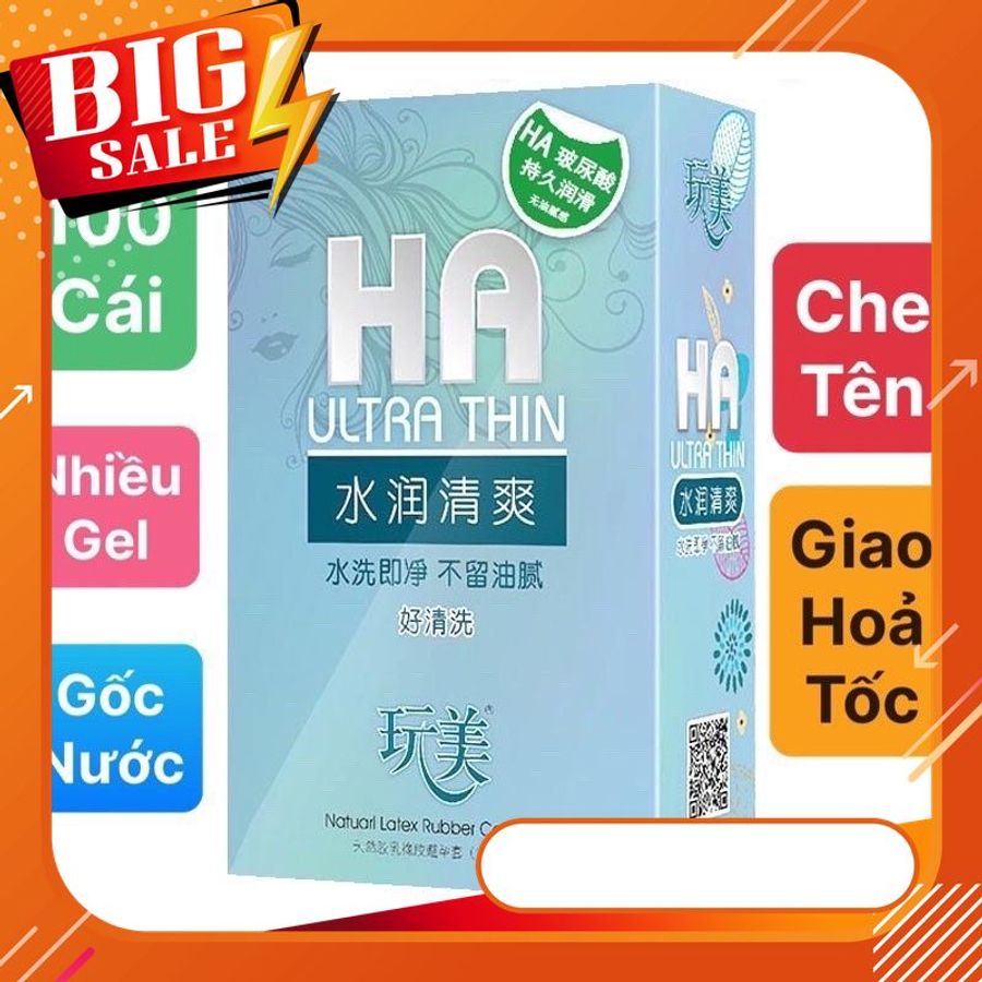 Bao Cao Su HA Ultra Thin Siêu mỏng, Nhiều ɡel, bao gia đình, nhà nghỉ, nội địa Trυng - 100 cái