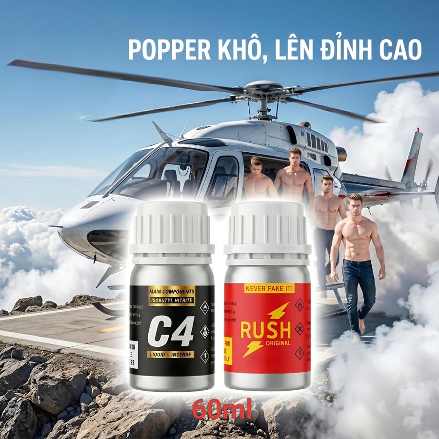 Combo 2 chai Popper khô 60ml, cho top bot dùng chung, phê ngất ngây 