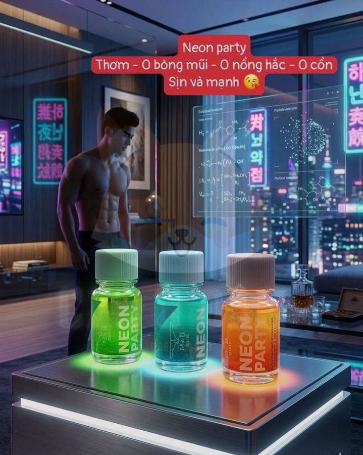 Popper neon 40ml, Mẫu Mới Cao Cấp, Phê Lâu Hơn, Lấy Ngẫu Nhiên 