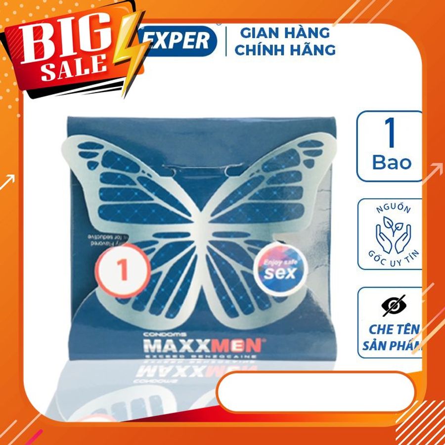 Bao cao su 6 in1 MAXXMEN hộp 1 cái, bao cao su siêu mỏng gân gai cổ thắt kéo dài
