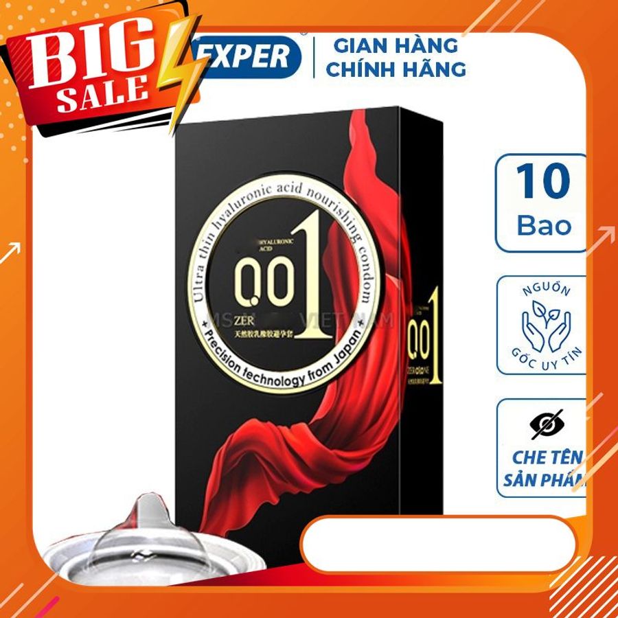 Bao cao su 001 Thin Square Black, bcs siêu mỏng chống xuất tinh sớm kéo dài thời gian