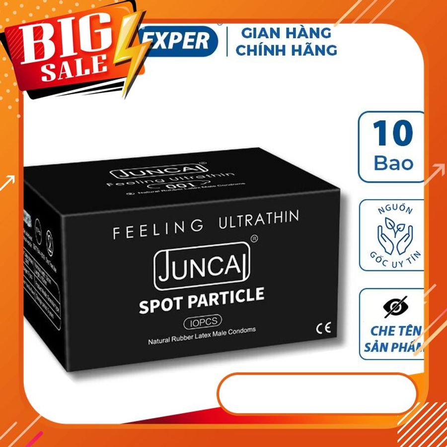 Bao cao su 001 JUNCAI Spot Particle hộp 10 cái siêu mỏng 001mm nhiều ɡel có gai liti kéo dài thời gian quan hệ
