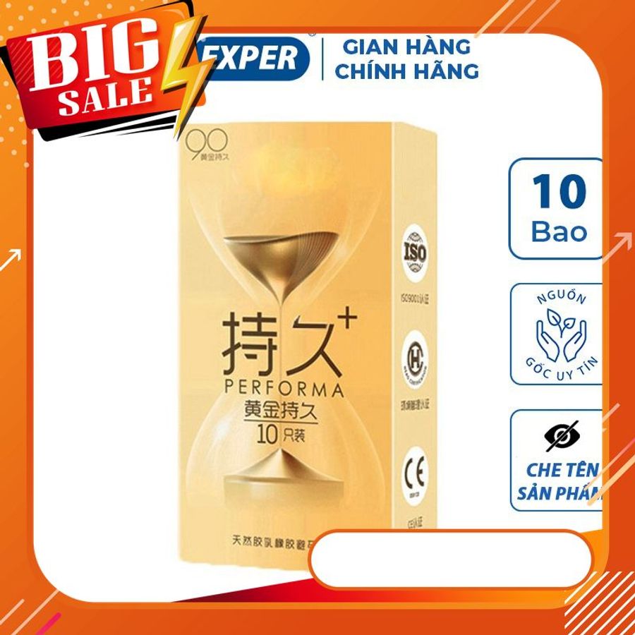 Bao Cao Su 001 Performa Vàng, bcs 0.01 siêu mỏng gân gai kéo dài quan hệ