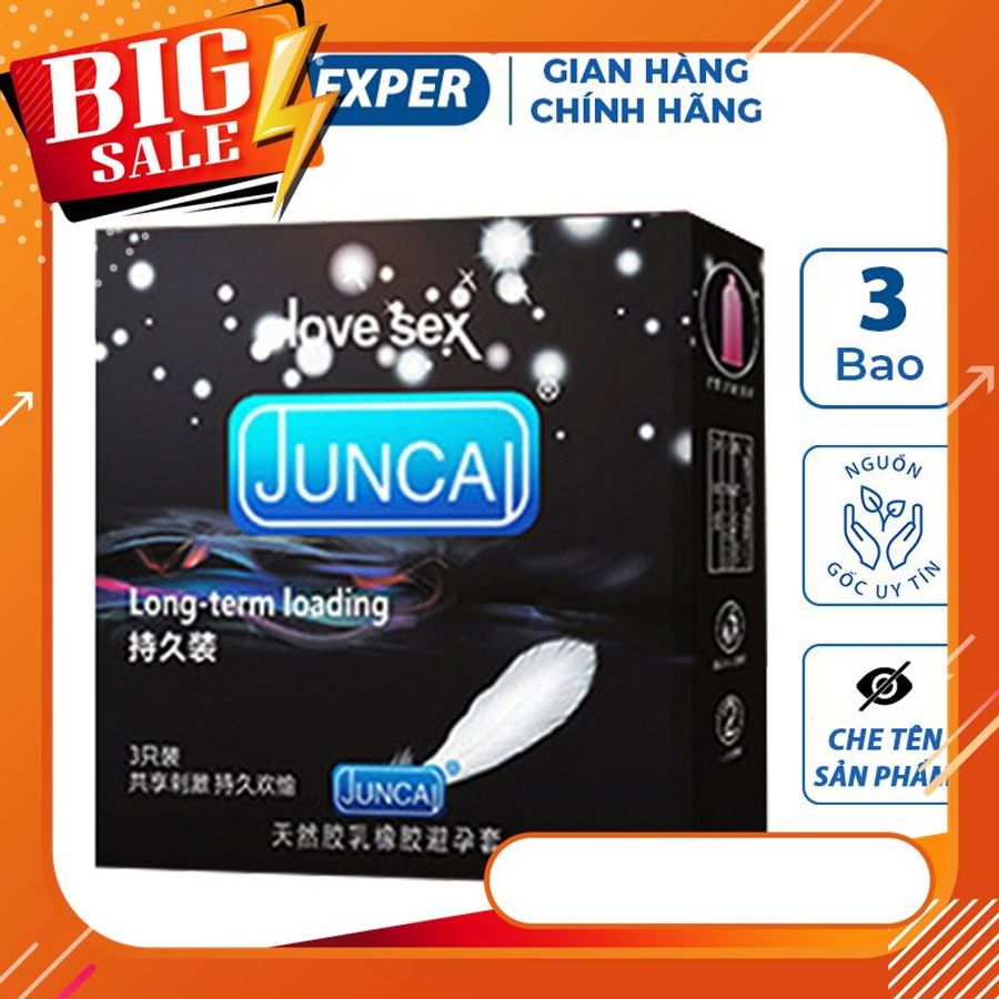 Bao cao su JUNCAI Long-term Loading hộp 3 cái, bcs siêu mỏng 001mm kéo dài thời gian quan hệ 797659