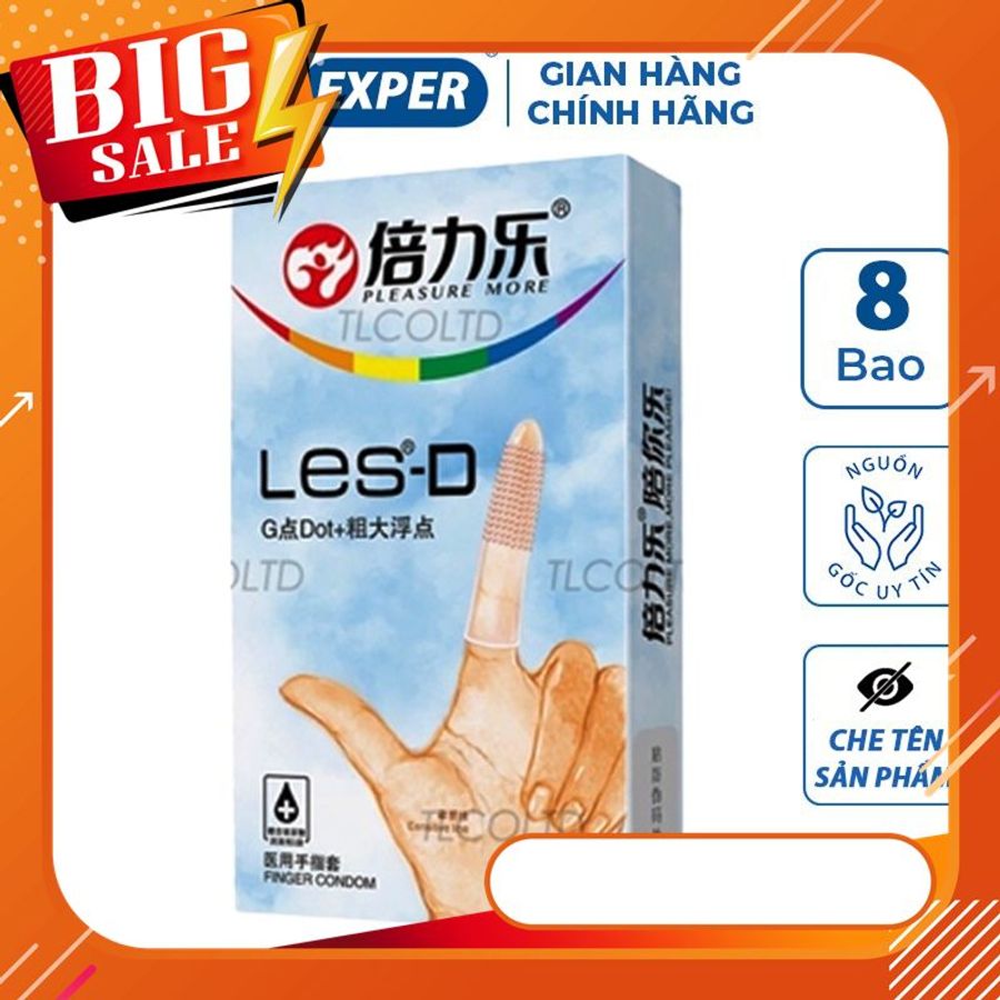 Bao cao su ngón tay LES - D, bao ngón tay có gai, bcs ngón tay 1 hộp 8 cái 797690