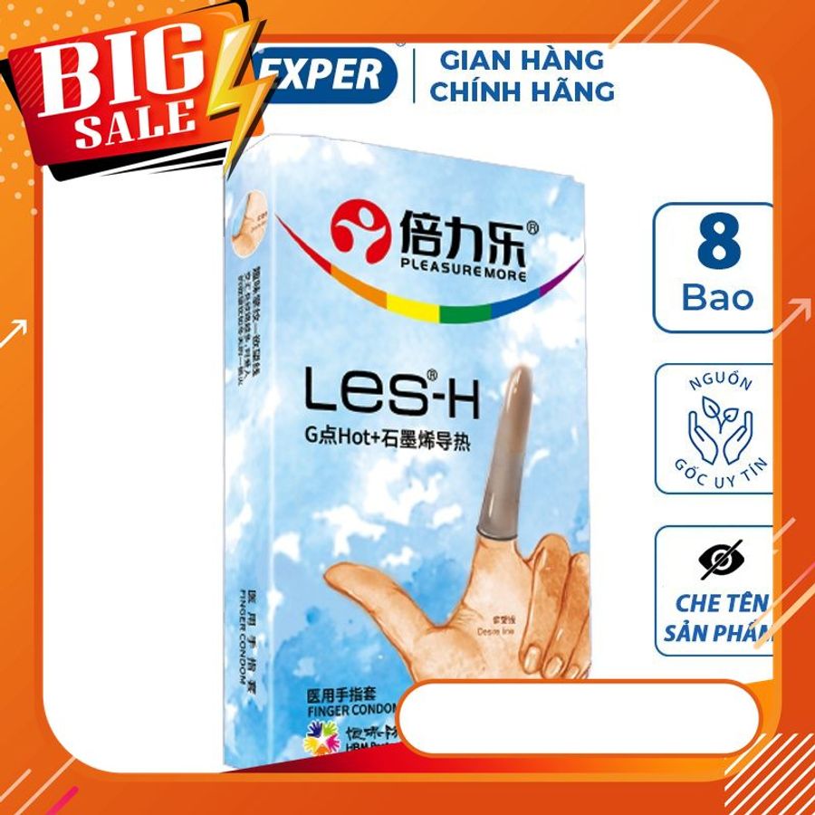 Bao cao su ngón tay LES-H, bao ngón tay siêu mỏng, bcs ngón tay 1 hộp 8 cái 797691