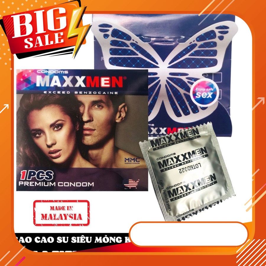 Bao cao su Maxxmen 0.03 Size nhỏ, Kéo dài thời gian, Siêu mỏng siêu truyền nhiệt, Tinh chất bạc hà mát lạnh - hộp 1 bao 797744