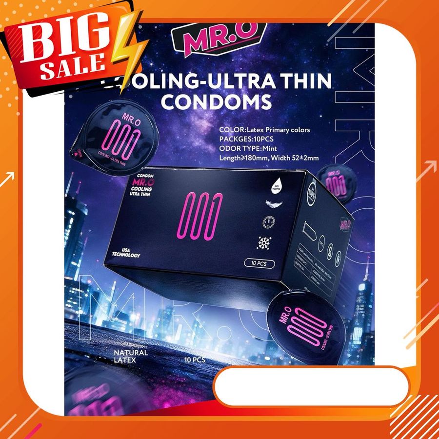 bao cao su MR.O trơn siêu mỏng ULTRA THIN mẫu mới hộp 10c 797745