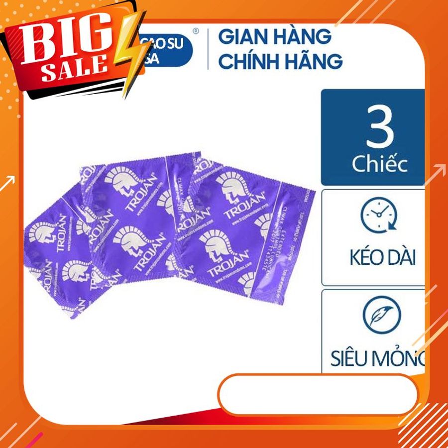 Trojan Extended 3 cái hỗ trợ kéo dài thời gian QH- Bao cao su cao cấp hàng đầu nước mỹ
