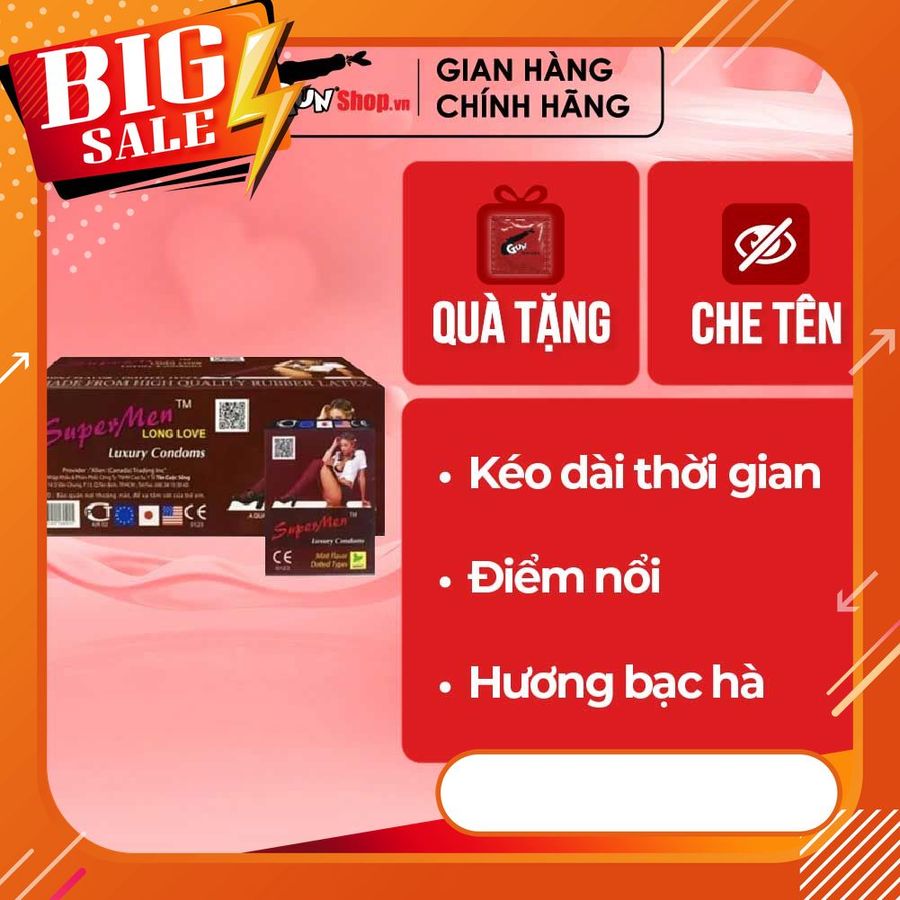 Bao Cao Su Superman Long Love (Hộp 120 Cái) – Dòng Bền Bỉ Cao Cấp, An Toàn & Tiết Kiệm Cho Gia Đình