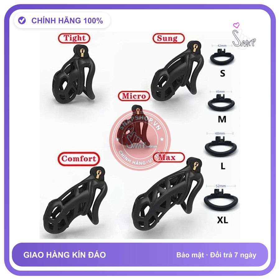 (Che Tên) Khóa Dương Vật Cobra Đen Nhám Cao Cấp Bảo Đảm
