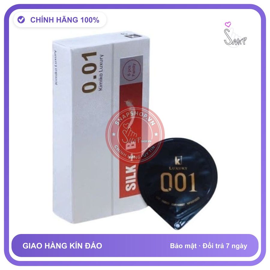 (Che Tên) Bao cao su Kimiko Plus cao cấp 001, mỏng, trơn, cảm giác chân thật Bảo Mật Tuyệt Đối