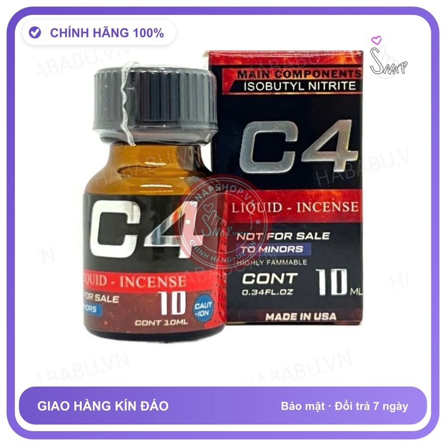 (Che Tên) Chai hít trực tiếp vào mũi popper 10ml c4, giúp tăng độ phê sướng hơn, khi quan hệ , che tên sp Hộp Trắng Kín