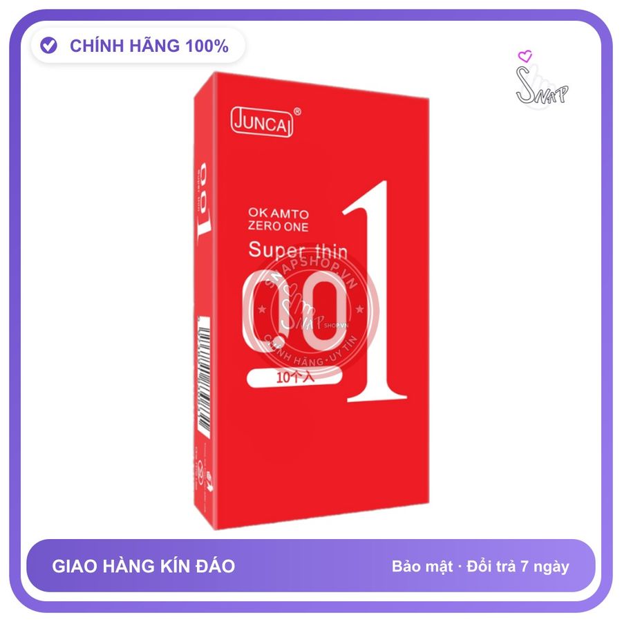 (Che Tên) Bao cao su Juncai đỏ dài 001, siêu mỏng, trơn, cảm giác chân thật Bảo Mật Tuyệt Đối