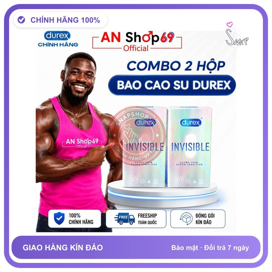 (Che Tên) Bộ Combo 2 Hộp Bao Cao Su Durex Siêu Mỏng, Kéo Dài Thời Gian, Nhiều Gel Bôi Trơn Med love Hộp Trắng Kín