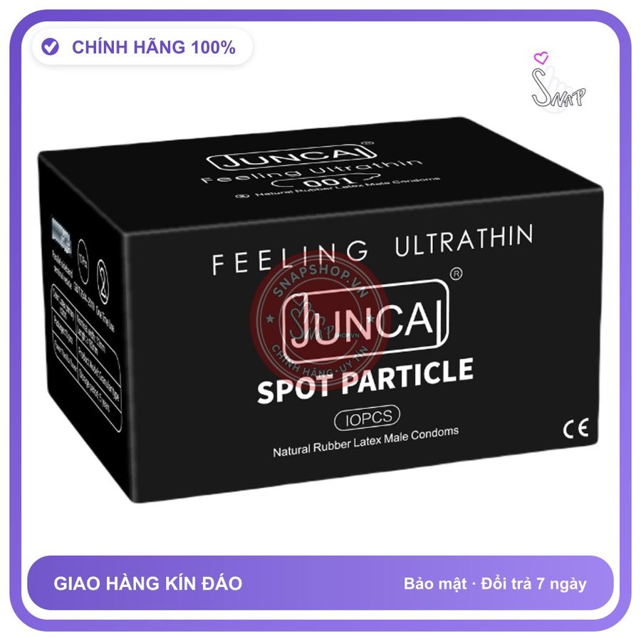 (Che Tên) Bao cao su Juncai Spot Particle siêu mỏng 001, gai nhỏ, Hộp 10 bao Chuẩn Auth