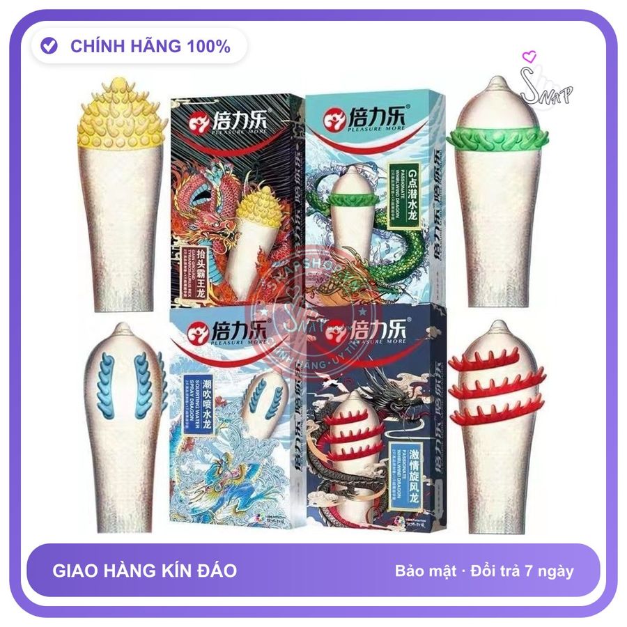 (Che Tên) Hộp 3 chiếc bao cao su râu gai nhiều kiểu hiệu Rồng tứ linh/ giao mẫu ngẫu nhiên Bảo Mật Tuyệt Đối