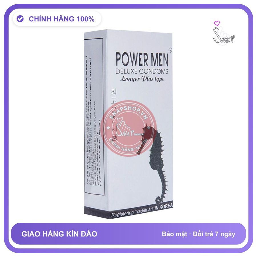 (Che Tên) Bao Cao Su Gây Tê Kéo Dài Cho Nam Power Men Longer Plus Type - Hàn Quốc Chuẩn Auth