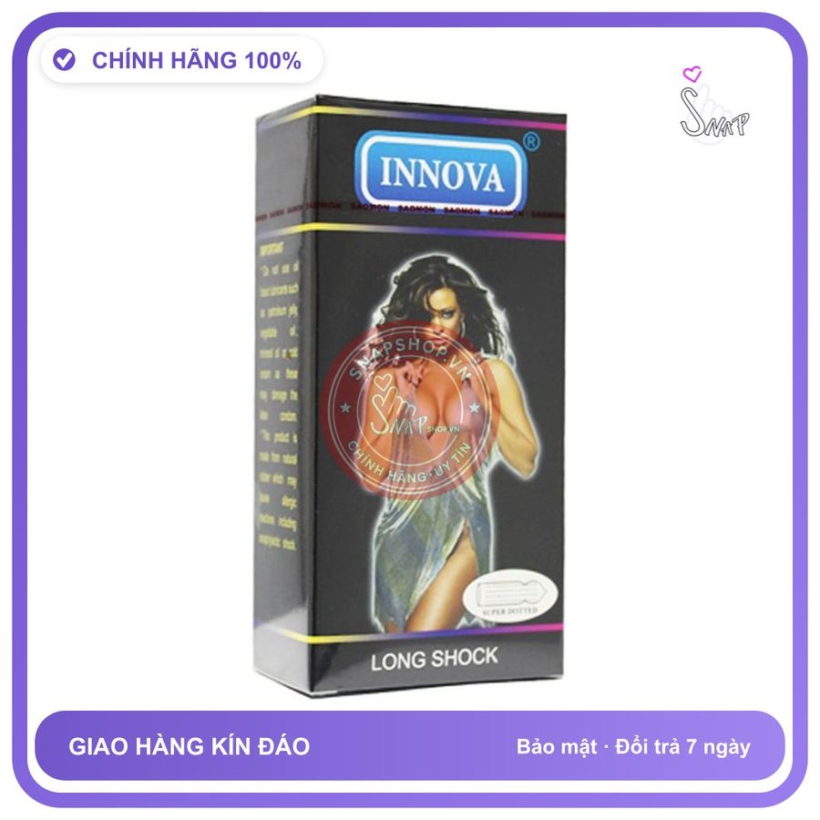 (Che Tên) Bao Cao Su kéo dài quan hệ Innova Đen hộp 12 bao Chuẩn Auth