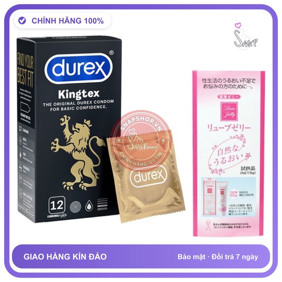 (Che Tên) Bao Cao Su Durex Kingtex Chính Hãng size nhỏ 49mm Kèm Gel Gói Jex Hỗ Trợ 24/7
