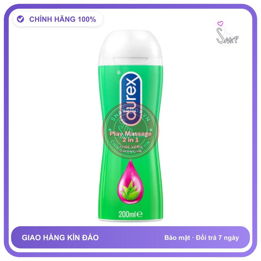 (Che Tên) Gel bô.i trơ.n Massage Body Hương Nha Đam Durex Play 2in1 - 200ml Chuẩn Auth