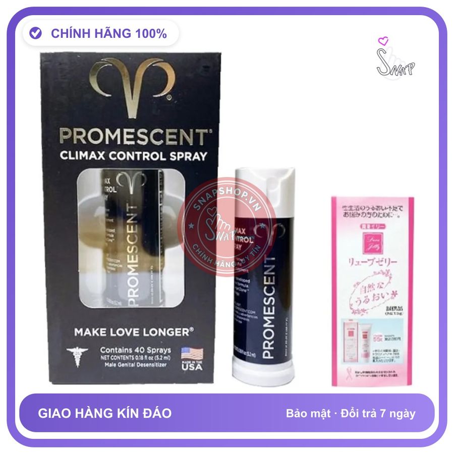 (Che Tên) Chai Xịt Promescent 5.2ml Của Mỹ Kèm Kem Nhật Bản 5g Hỗ Trợ 24/7